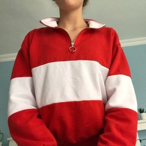 Red quarter zip sweatshirt